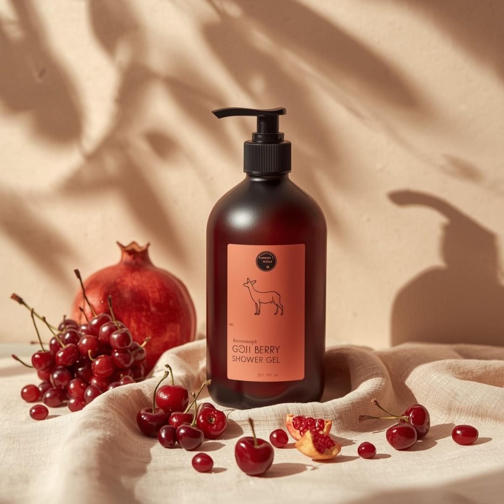 gel doccia base bacche goji ciliegia estratti melograno mirtillo rosso yope